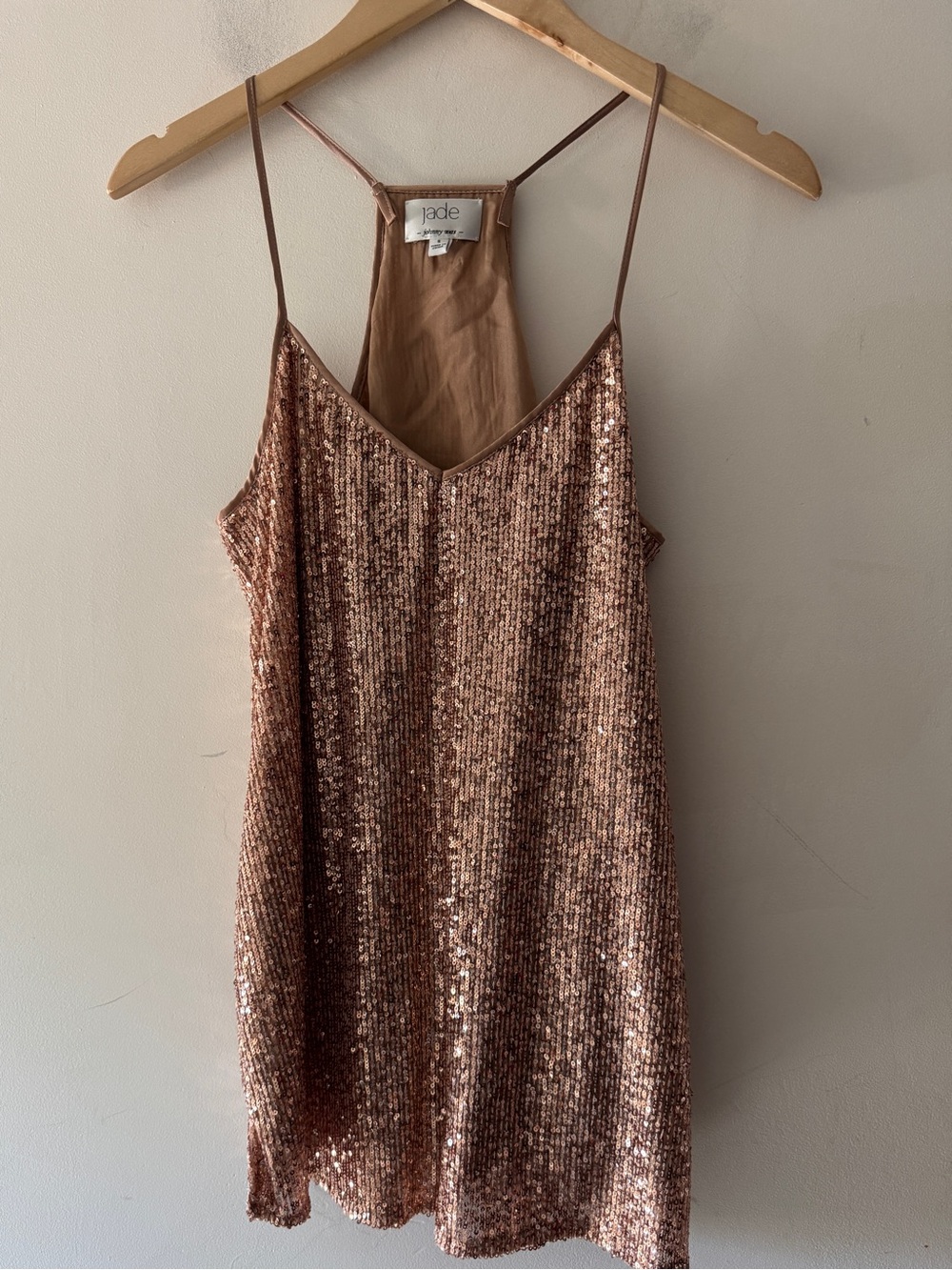 Jade Johnny Was Gold Sequin Stunning Mini Adnaro Swing Dress